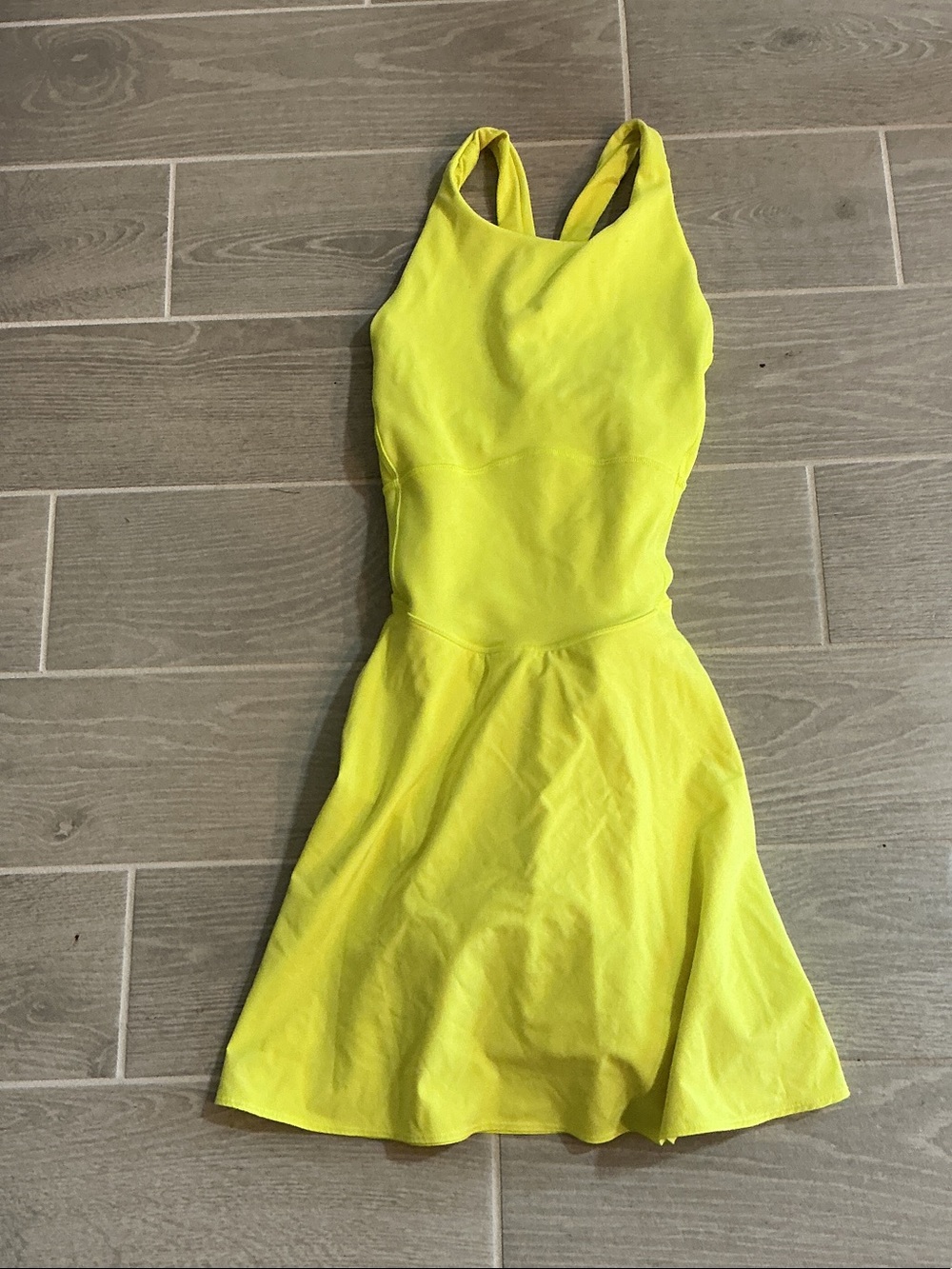 lululemon athletica Court Crush Neon Yellow Fit-and-Flare Mini Dress Sz 12